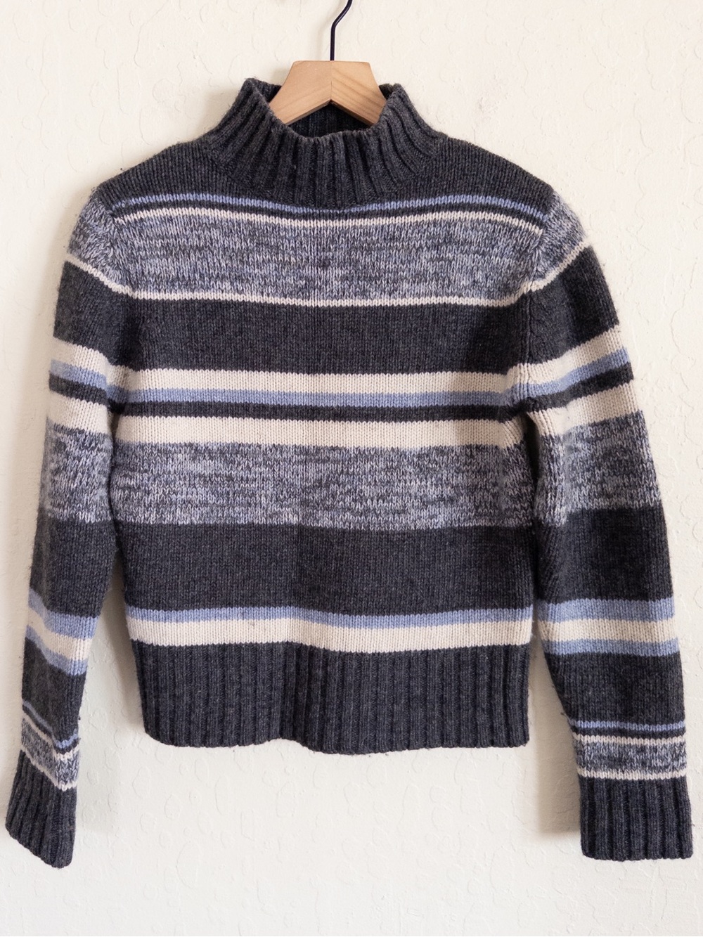 Vintage 90s Oxford-Fulham Lambswool Mock Neck Long Sleeve Sweater Medium Striped